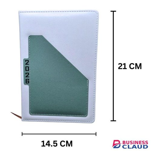 Executive 2026 Diary A5 Journal Notebook Official WHITE & GREEN Leather Pouch