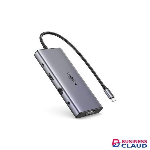 Ugreen 11-in-1 USB-C Multifunction Adapter - CM639 USB-C to USB-A 3.2 + USB-A 3.0 + USB-C 3.2 (2 Ports) + 4K HDMI + VGA + RJ45 Gigabit Ethernet + SD & TF Card Reader + AUX 3.5mm + USB-C PD