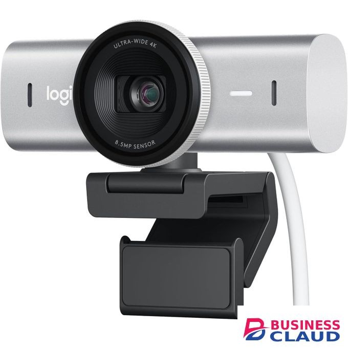 Logitech MX Brio Ultra HD 4K Collaboration and Streaming Webcam, 1080p at 60 FPS, Dual Noise Reducing Mics, Show Mode, USB-C, Webcam Cover, Works with Microsoft Teams, Zoom, Google Meet - Pale Grey (960-001559)