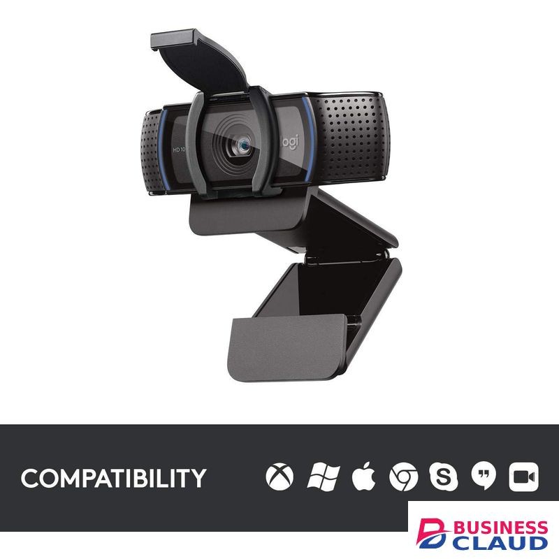 Logitech C920S HD Pro Webcam, Full HD 1080p/30fps Video Calling, Clear Stereo Audio, Light Correction, Privacy Shutter