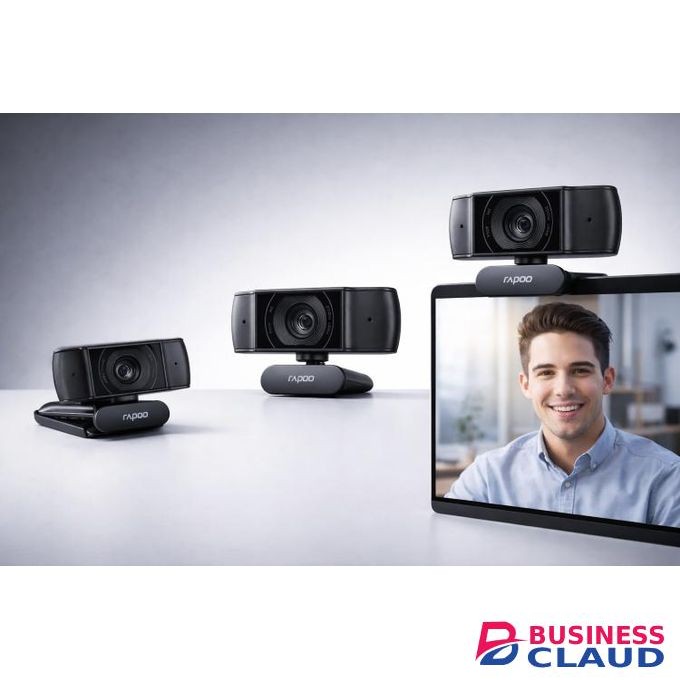 Rapoo C200 720p HD Webcam, 100° Super Wide-Angle Lens, 360° Horizontal Rotation, Built-In Noise-Reduction Microphones, USB 2.0 Interface, Plug-and Play Functionality, LED Indicator, Adjustable Base