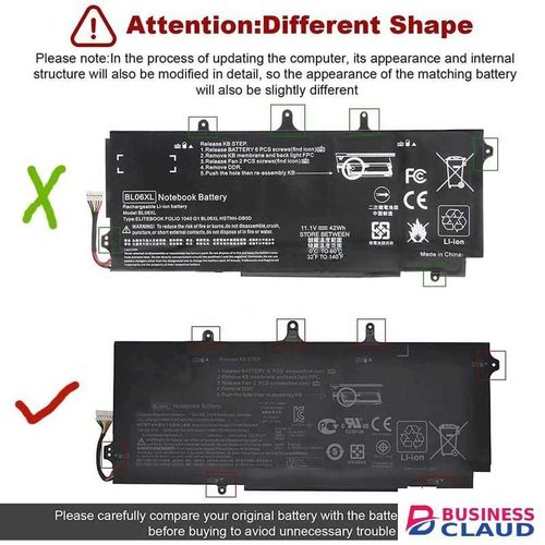 11.1V 42WH BL06XL Battery Compatible for HP EliteBook Folio 1040 G0 G1 G2 Series