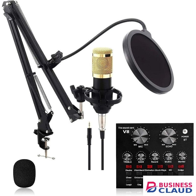 BM800 Professional Studio Mic with V8 Live Sound Card for Facebook YouTube TikTok Streaming