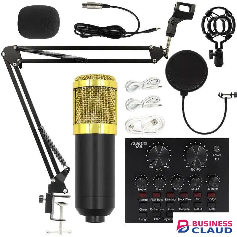 BM800 Condenser Mic + V8 Sound Card – Perfect For Tiktok, Facebook Live & YouTube Recording