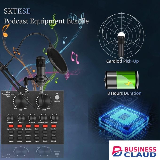 V8 Sound Card Bundle with BM800 Mic for Streaming, Recording, and Podcasting