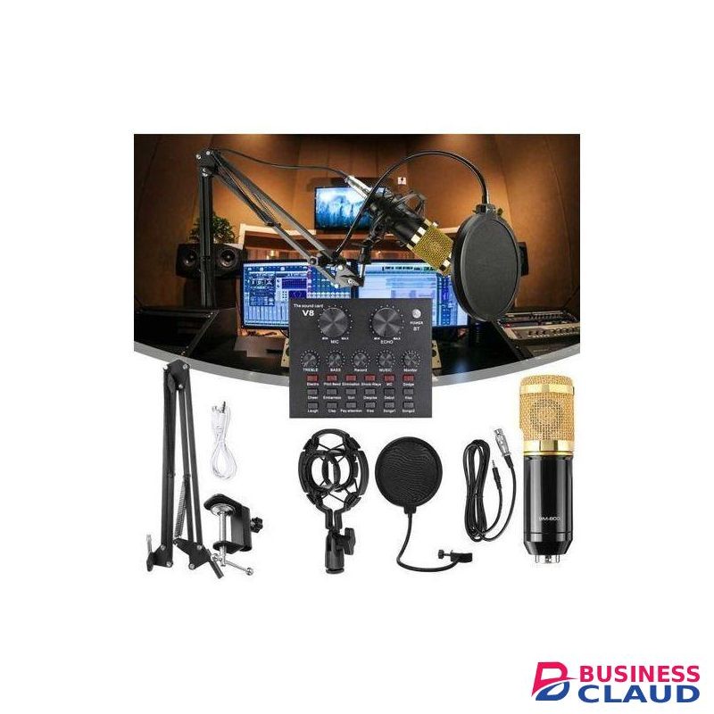 BM800 Condenser Mic and V8 Sound Card Combo for Streaming Karaoke and Podcasting
