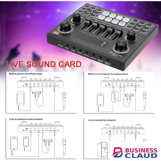 BM800 Studio Condenser Mic + V9 Live Sound Card – Podcasting, YouTube Recording, TikTok Streaming, Zoom Meeting Audio Kit