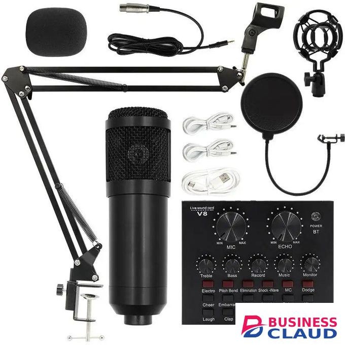 V8 Sound Card with BM800 Microphone for Professional Streaming