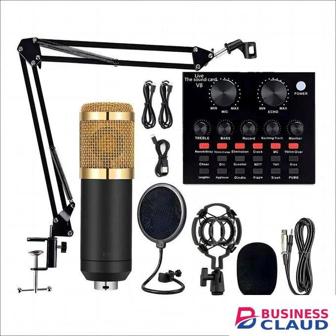 USB BM-800 Mic Kit With V8 Sound Card – Crystal-Clear Sound For Online Content
