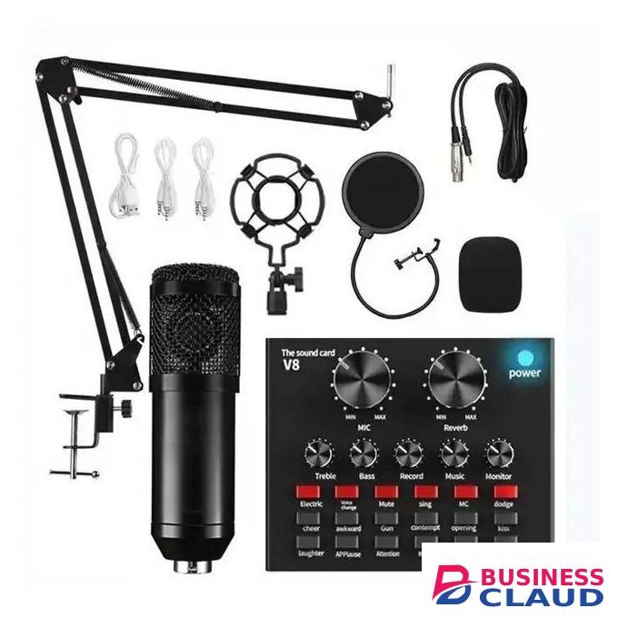 BM800 Microphone With V8 Live Sound Card For Webinars And Online Shows