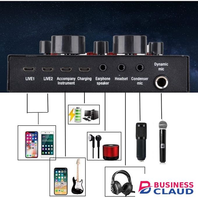 Complete BM800 Condenser Microphone Package with V8 Sound Card for YouTube & TikTok