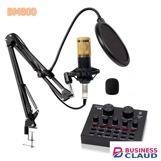 BM800 Microphone With V8 Sound Card – All-in-One Streaming Setup For Clear Sound & Live Effects