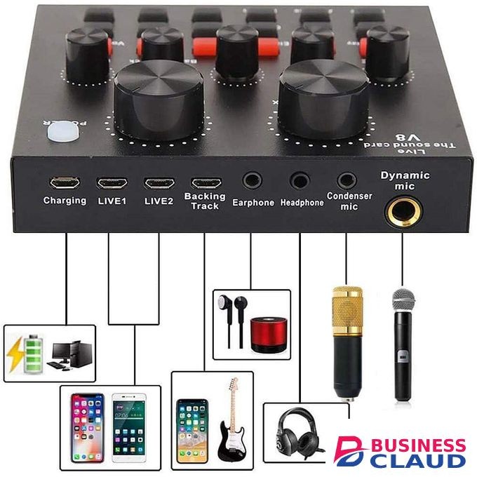 BM800 Studio Condenser Microphone with V8 Sound Card – High-Quality USB Mic for Podcast, Streaming, YouTube, TikTok, and Voiceover