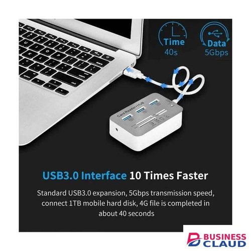 7-in-1 USB Type-C Hub Memory Card Reader Adapter, 3 USB Ports, Type-C 3.0 Hub + 4 Ports, SD TF MS, M2 MMC Expander, for PC, Laptop, Mouse, Keyboard