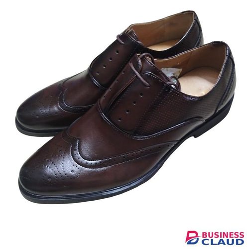 Tan Men's Leather Oxford Brogue Shoes