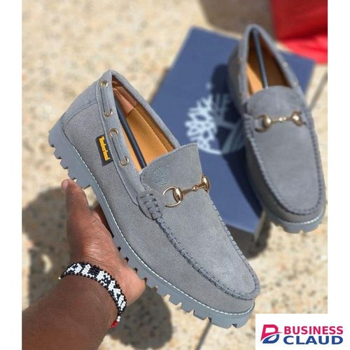 Timberland Men's gray loafers with the metallic buckle