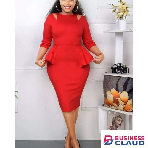 Official fitting dress with side peplum