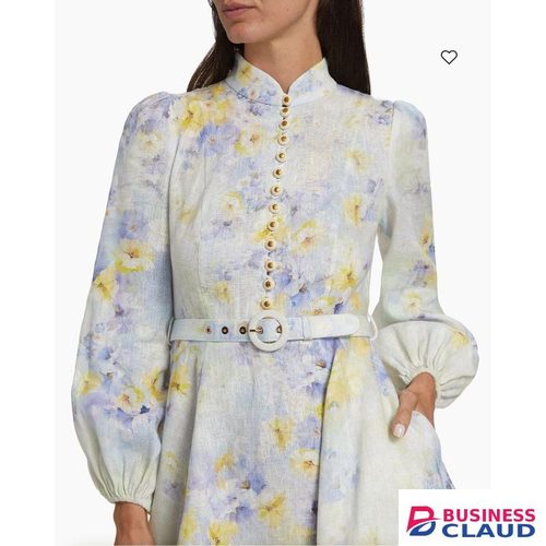 Ladies Cute Floral Skater Dress with a Belt