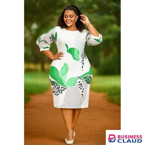 Green Jessy Floral Women's O-neck Senori Tunic Midi Dress Top