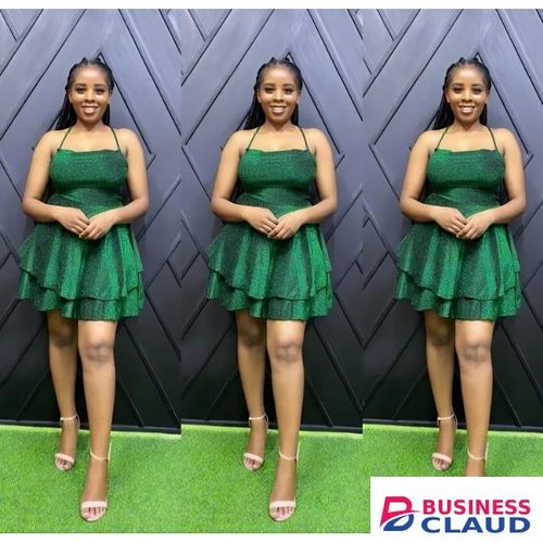 Ladies Cute Backless Short Skater Dress-Green