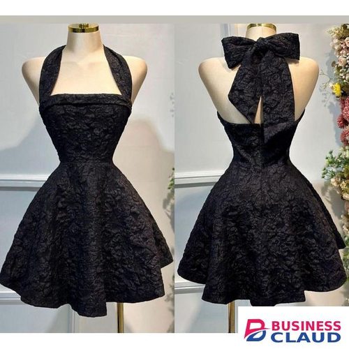 Ladies Cute Bare back Fancy Short Skater Dress-Black