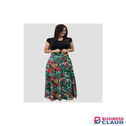 AIDAILU Women's Floral Print Casual Long Dress Short Sleeve Office Dresses For Ladies - Multicolour