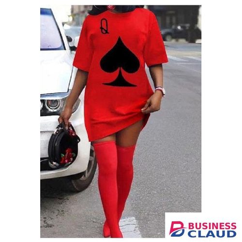 Red Queen of Spades Tee Shirt MIDI Dress