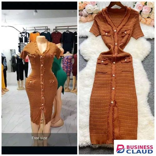 Ladies' Classic Sweater Dress - Brown