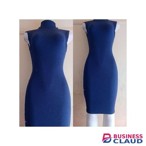 Cotton Kneelength Ribbed Bodycon Dress
