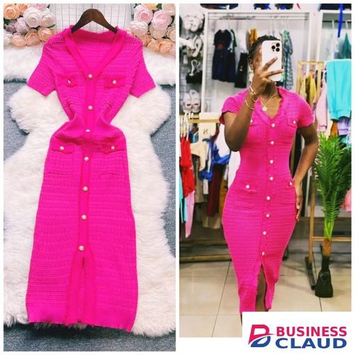 Ladies' Classic Sweater Dress - Pink