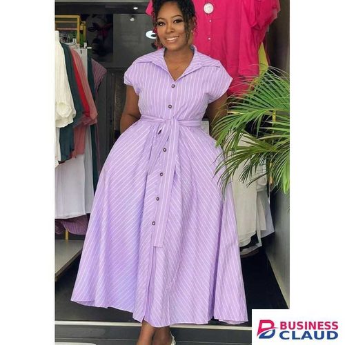 Purple striped A shape dress