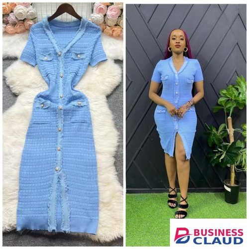 Ladies' Classic Sweater Dress - Blue