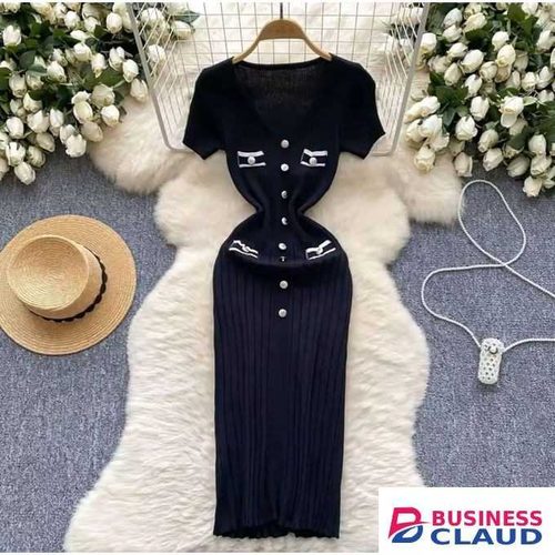 Ladies Bodycon Dress/Sweater Dress-Black