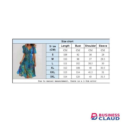 Women's floral dress, V-neck dress, beach vacation dress