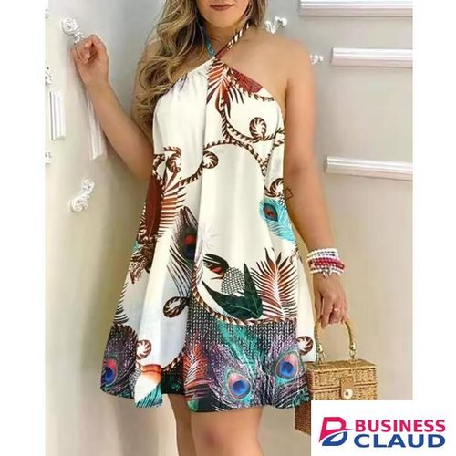 Summer off-the-shoulder halterneck dress