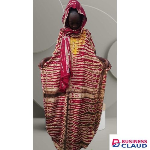 Tie N Dye Cotton Freesize Maxi Dera Dress WITH SCARF (MAROON/CREAM)
