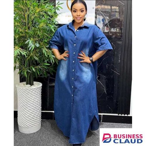 Flowy Denim maxi shirt dress