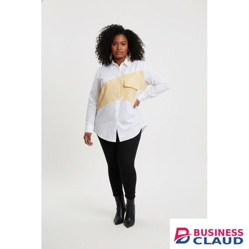 Ladies Fancy Shirt -Yellow& White