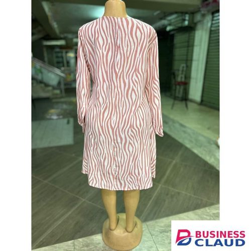Fashion And Style Fancy Shift Dress/shirt Dress-Peach White