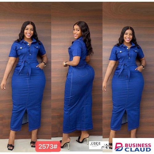 Kenya Denim dress in One-crochet-kit-aluminum-silver-hooks-weaving-yarn-set