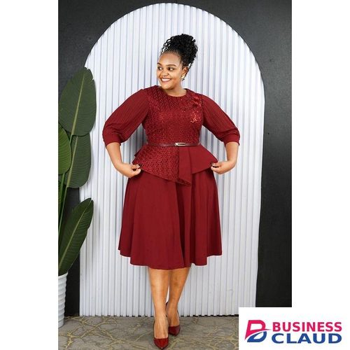 Plus Size Elegant Skater Peplum Dress