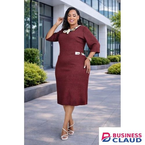 Plus Size Ladies Perfect Design maroon Dress