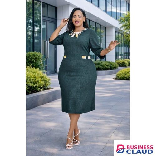 Plus Size Ladies Perfect Design Green Dress