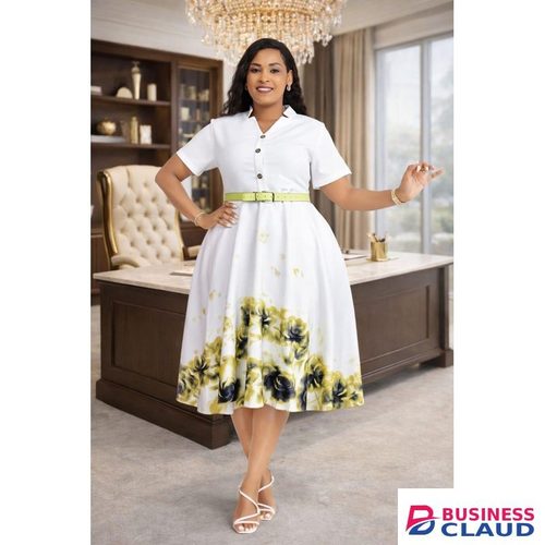 Plus Size Perfect Design White Floral Skater Dress