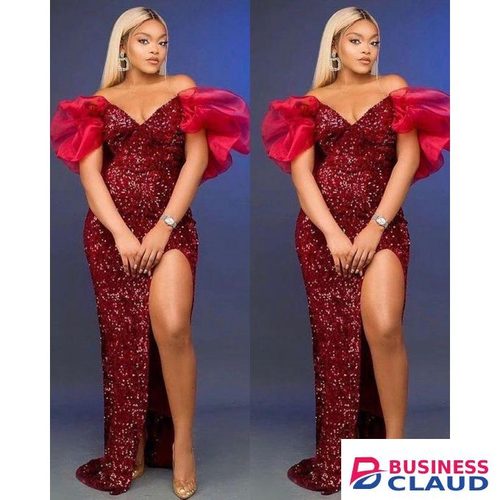 Ladies Sequin Dress/Dinner Dress/Evening Dress-Maroon
