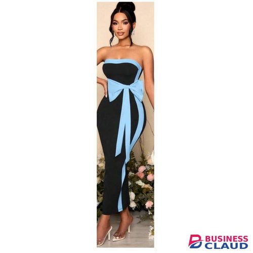Dynasty Fashion Sexy Ladies Occasional Light Blue And Black Party Dress