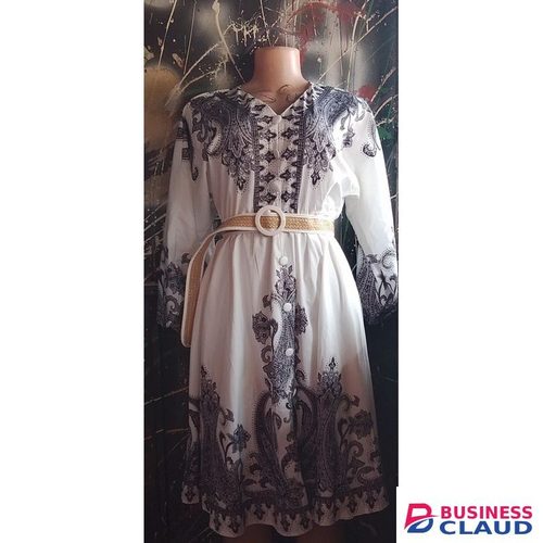 Dynasty Fashion Sexy Summer Quality Ladies White And Black Buttoned Skater Dress With Belt
