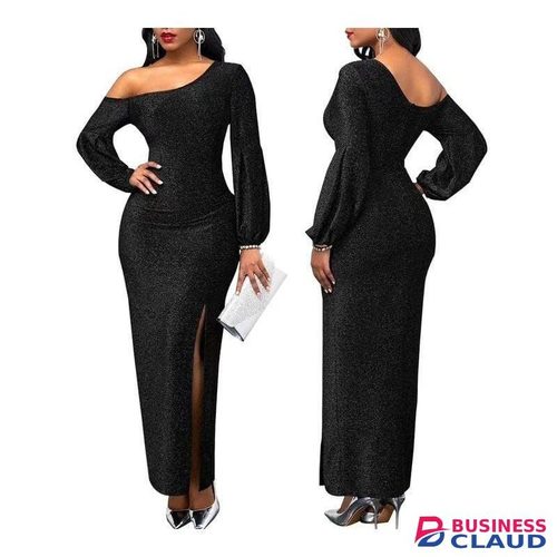 Long Bodycon Dress With A Slit/ Evening Dress/ Dinner Dress/ Party Dress- Black