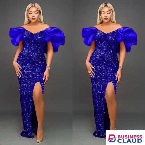BLUE ORCHID GLAM GOWN,THIGH SLIT DRESS