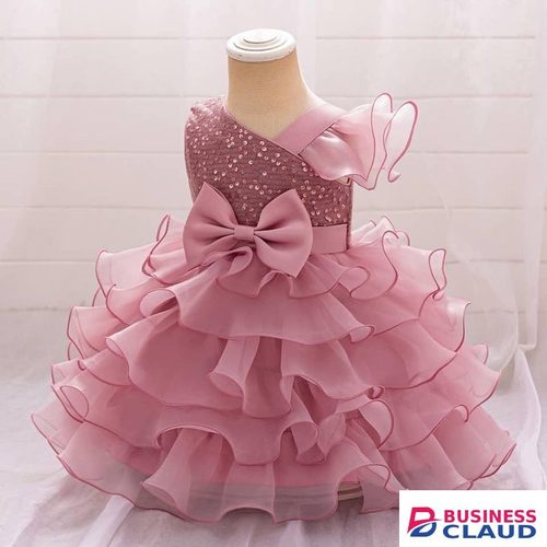 New design Baby girl princess dress for Kids- Peach